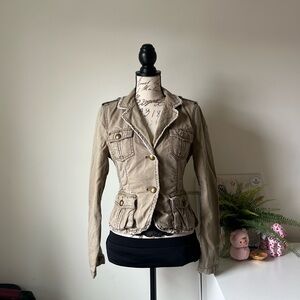 esprit tan cargo jacket with distressed trims size: 8